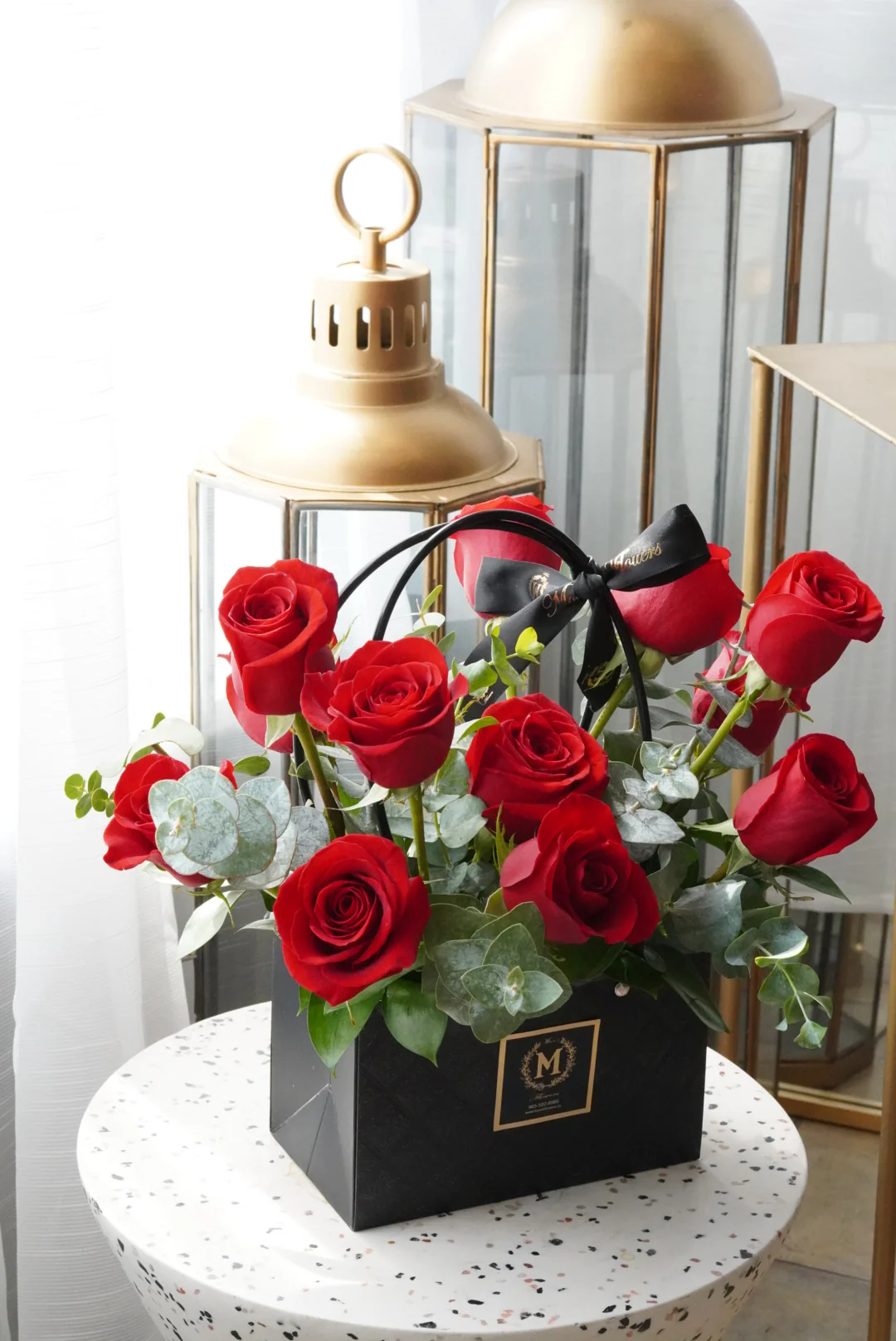 Dozen Red Roses-Basket of Love