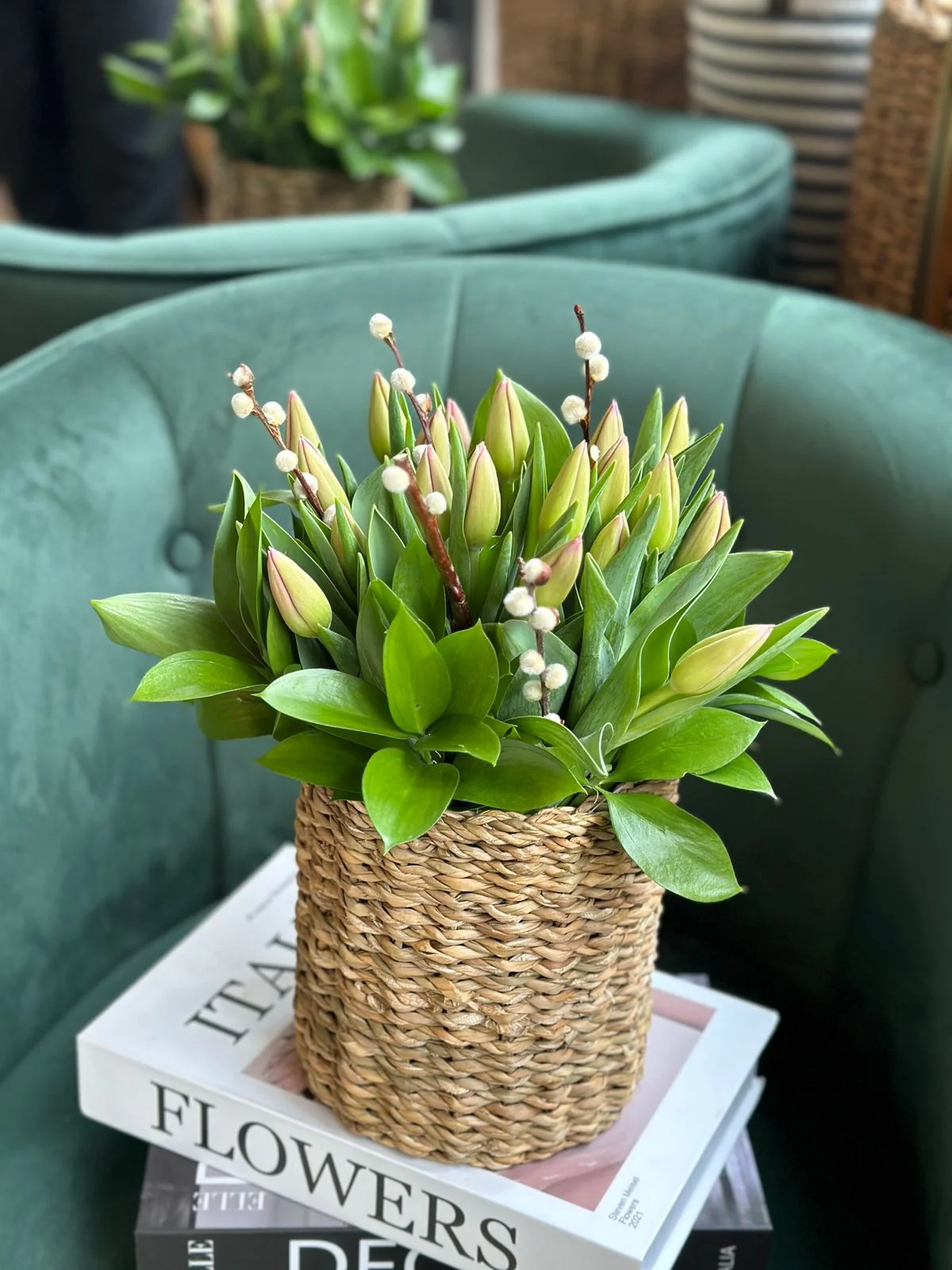 MOTHER'S DAY - 20 Tulips in Basket - Image 2