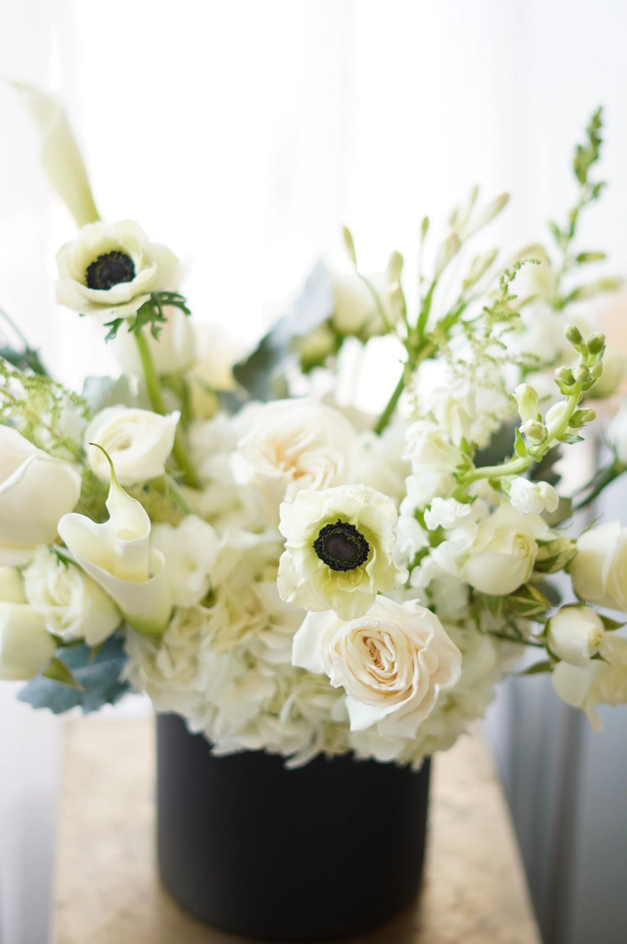 Black & White Sympathy Flowers - Image 3