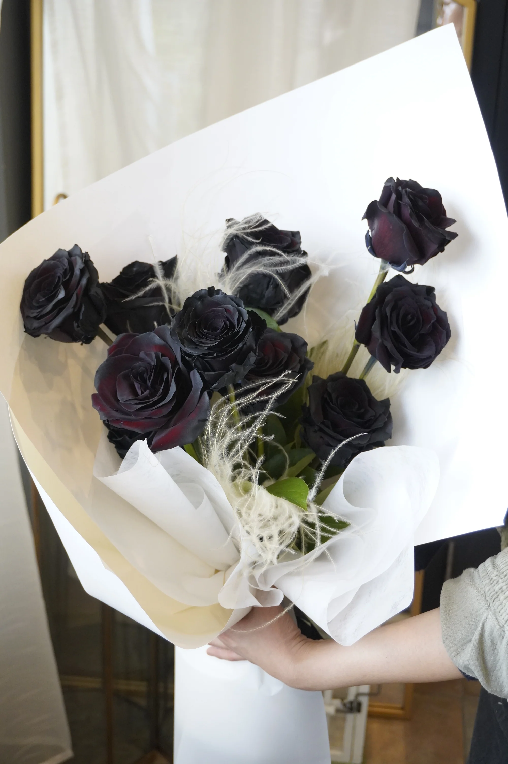 Classic Black Rose Dozen Bouquet - Image 4