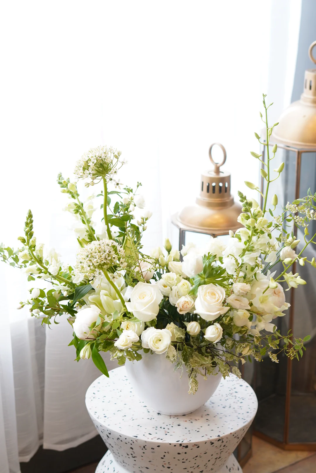 Grieving White Condolence Flower Arrangement