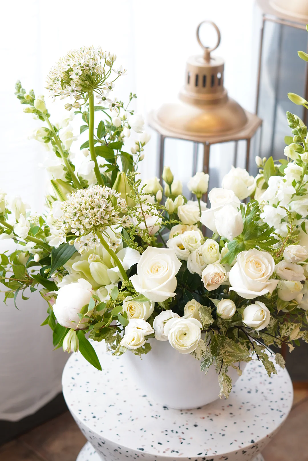 Grieving White Condolence Flower Arrangement - Image 2