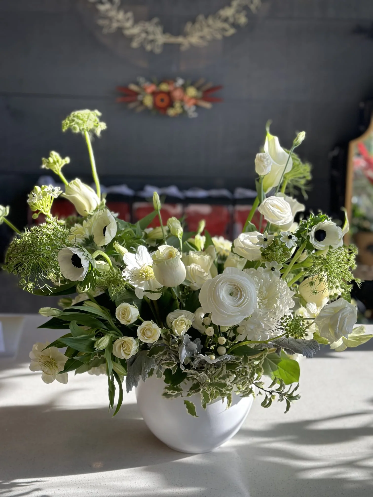 Grieving White Condolence Flower Arrangement - Image 4