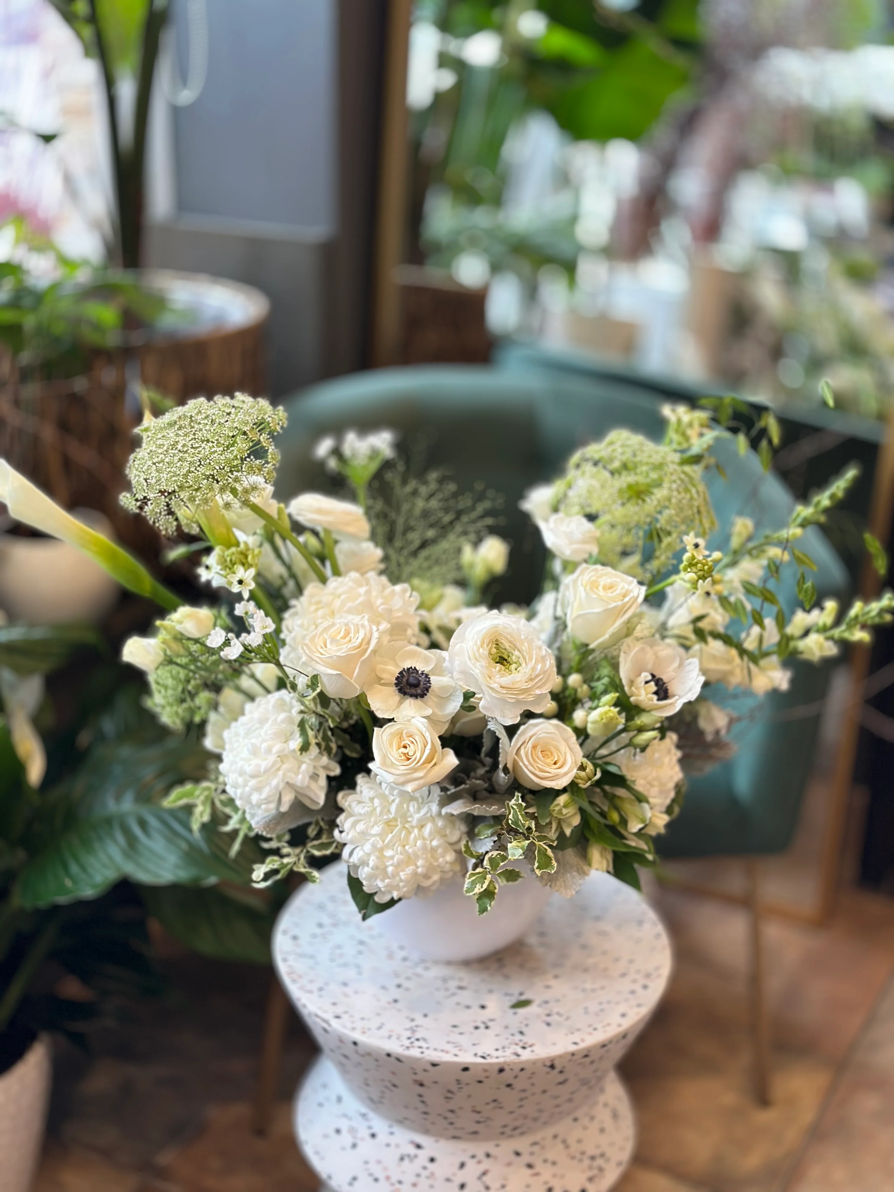 Grieving White Condolence Flower Arrangement - Image 5