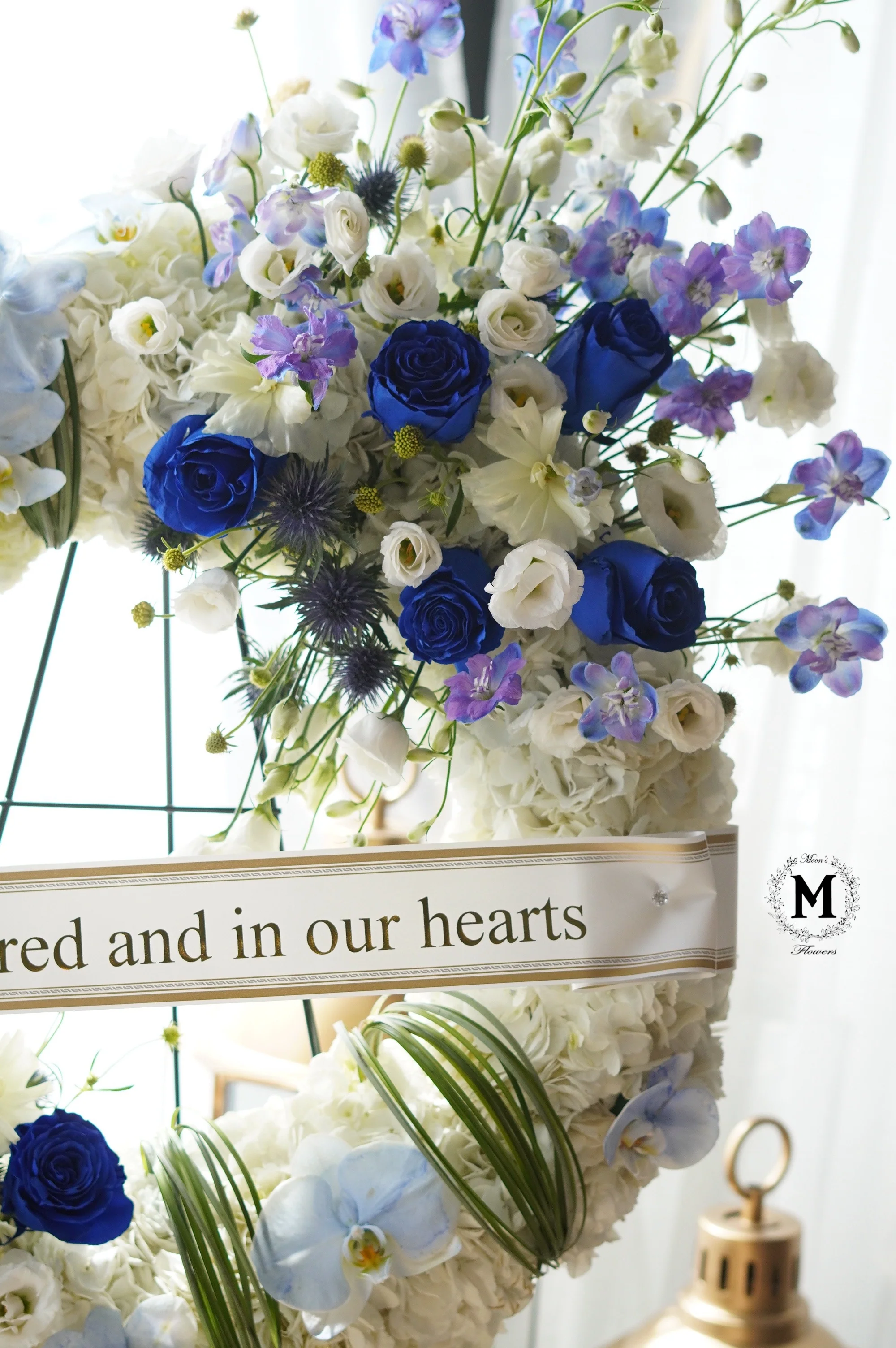 Funeral & Condolences Blue Flowers Wreath - Image 2