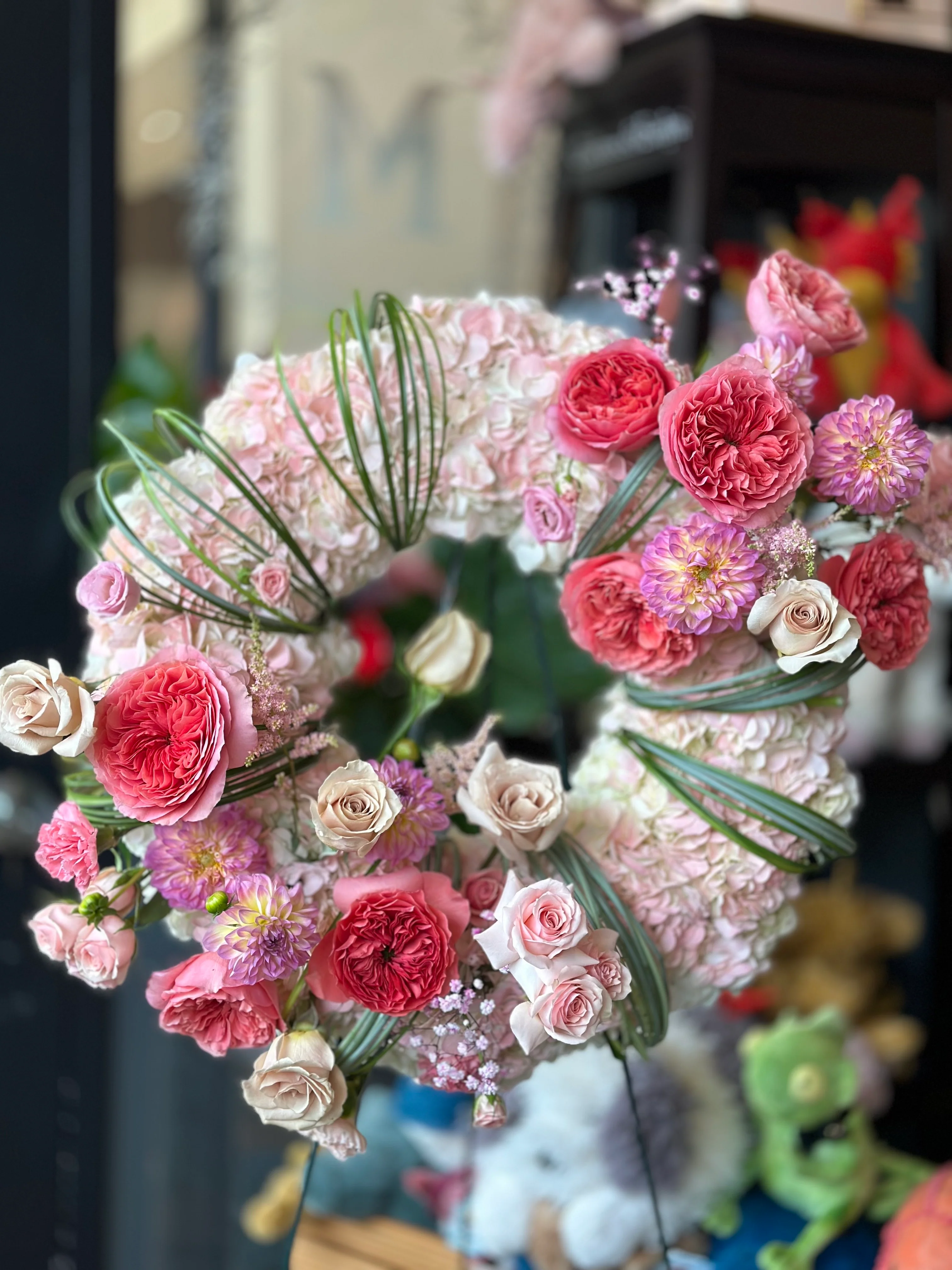 Pink and Light Pink Standing Funeral Wreath - Image 3