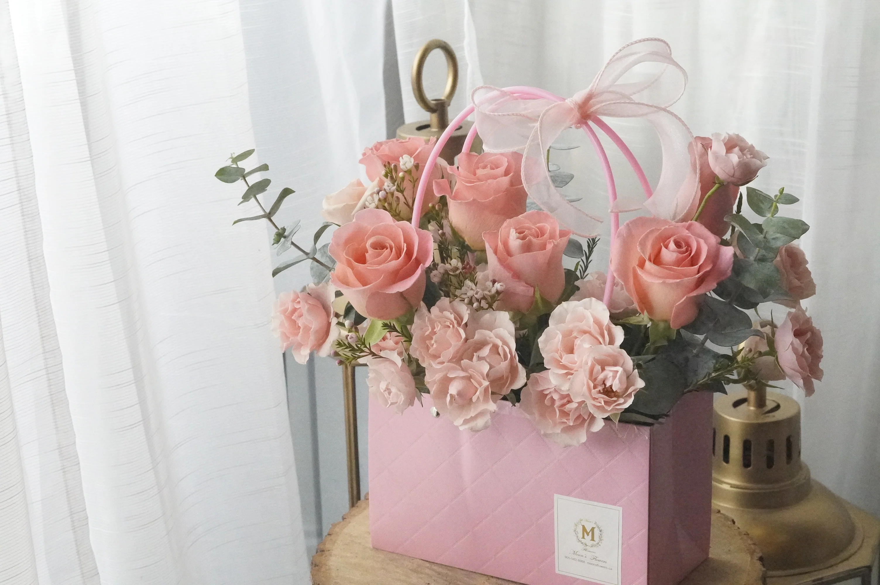 Red & Blush Rose Basket - Image 4
