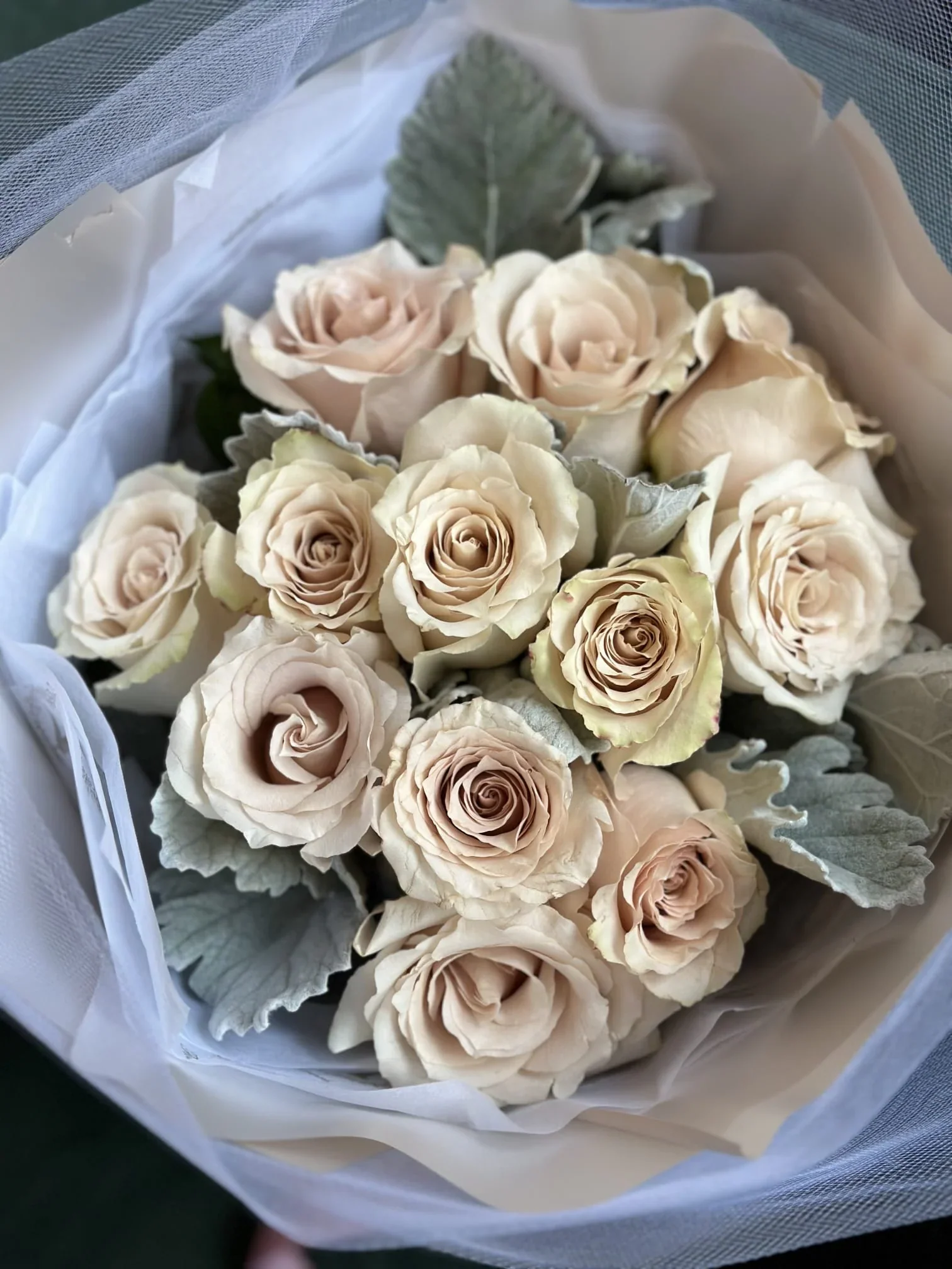 Valentine's Day - Cream Champagne Roses Bouquet - Image 3
