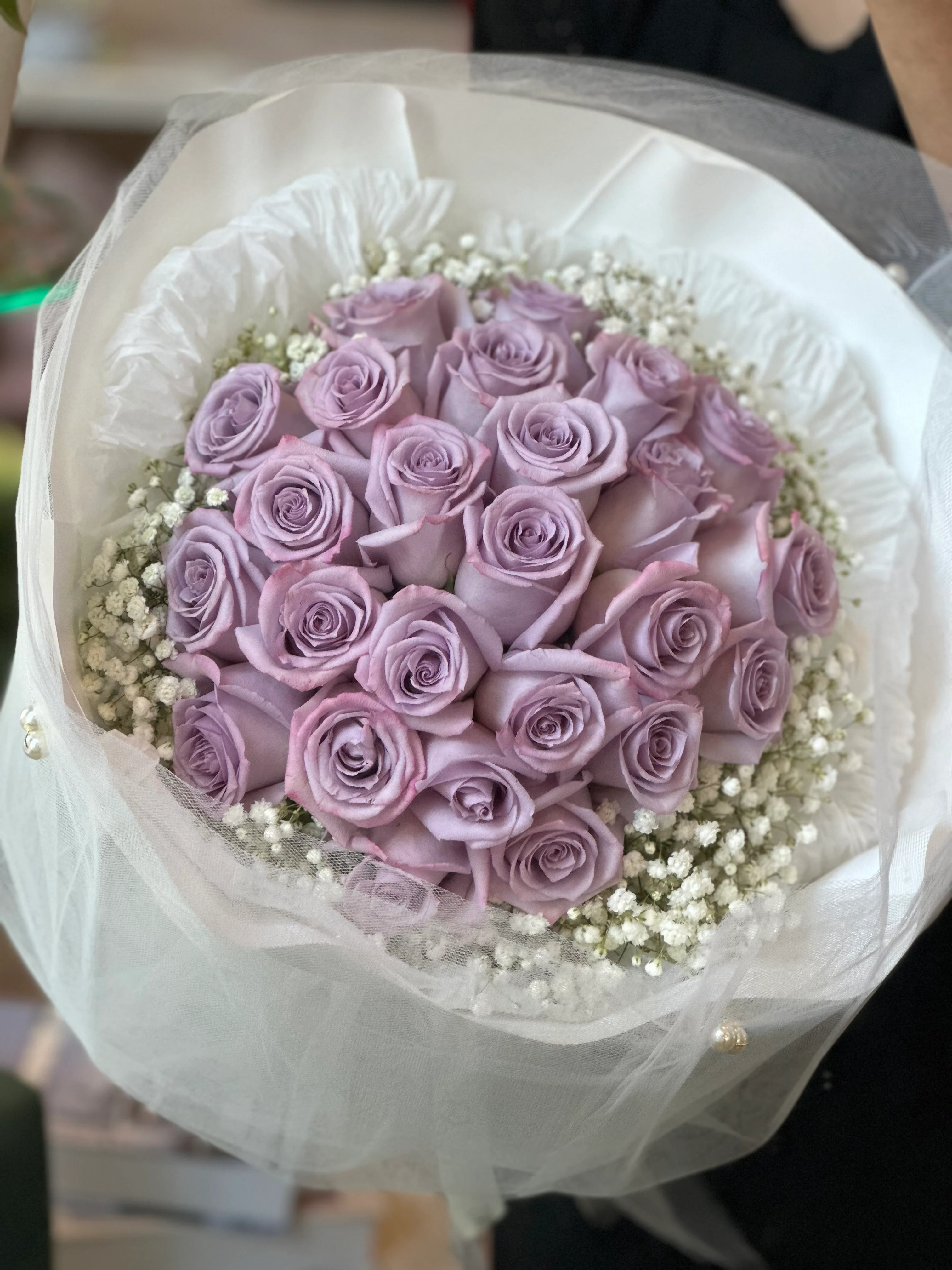 Valentine's Day - Lavender Rose Round Bouquet - Image 3