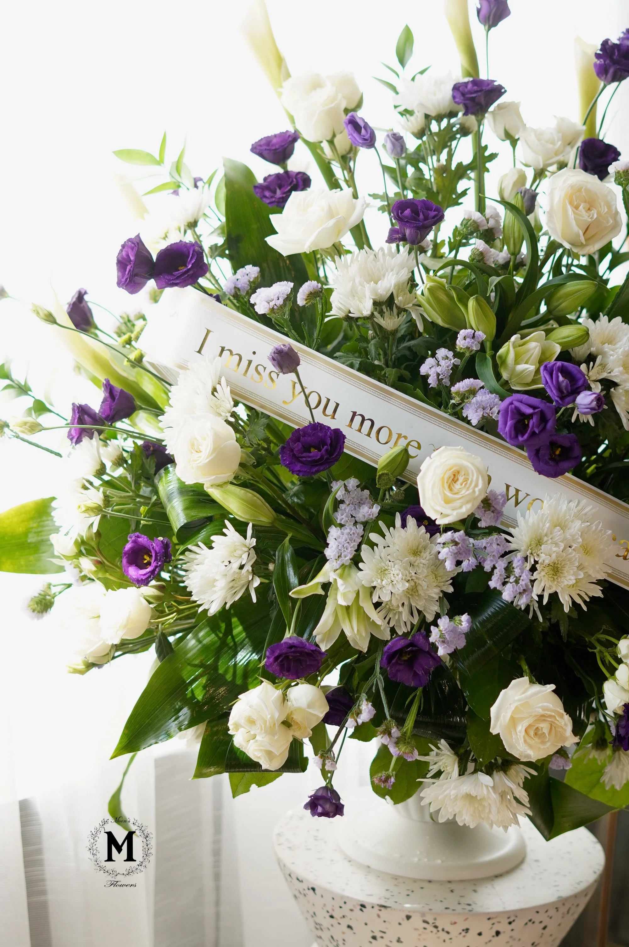 Violet Funeral Pot Arrangement - Image 2