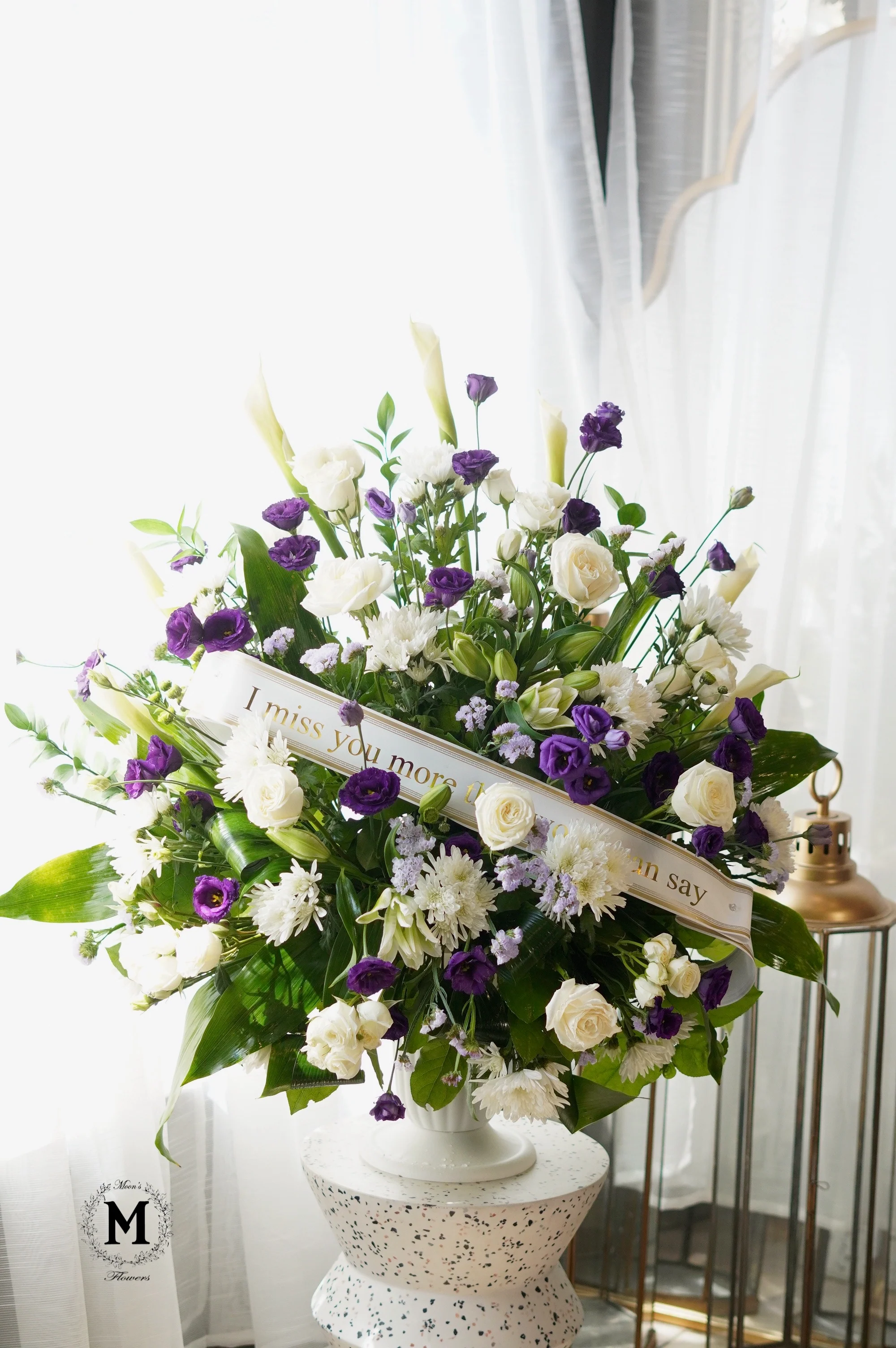 Violet Funeral Pot Arrangement - Image 3