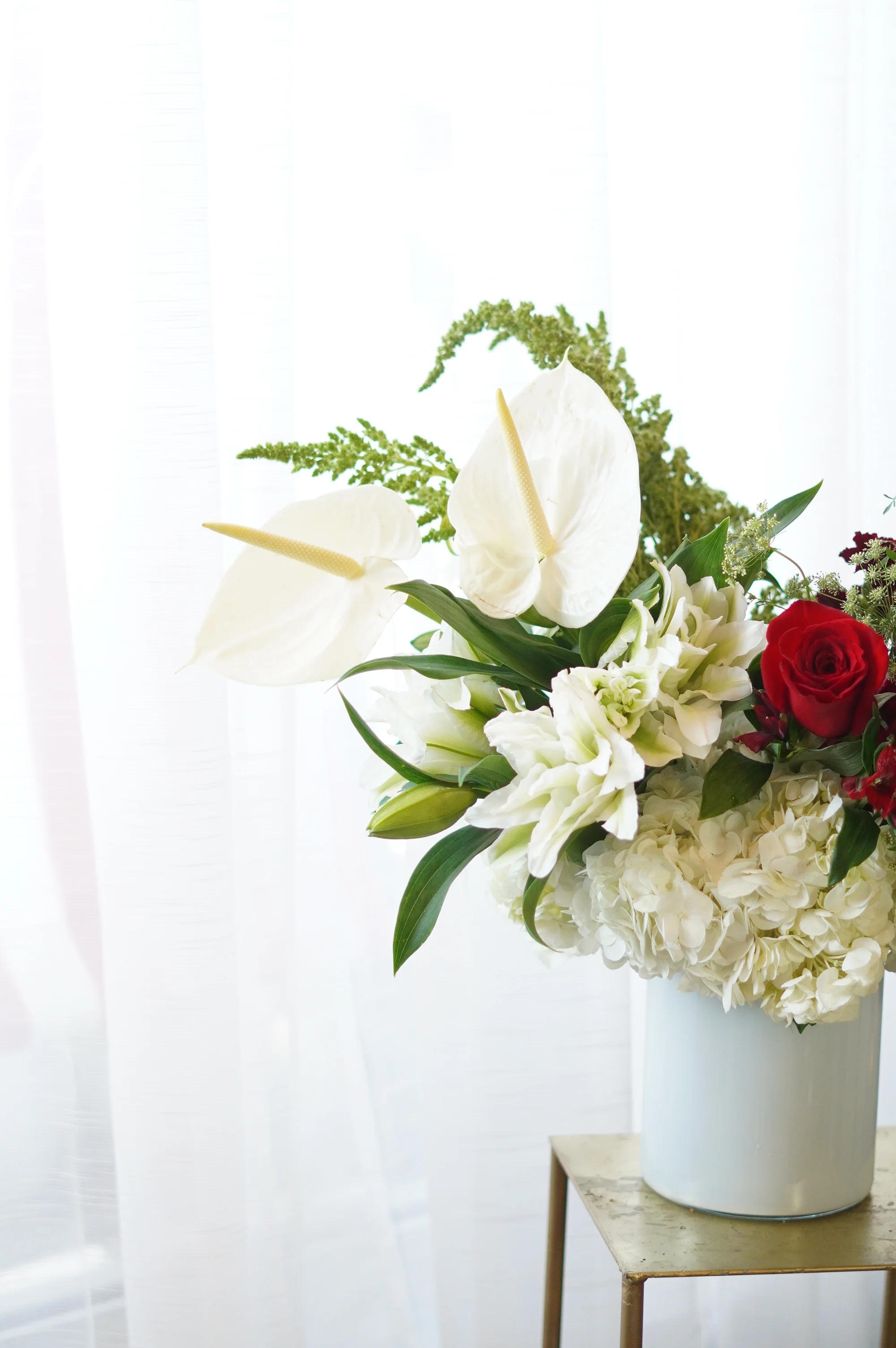 White & Red Sympathy Arrangement - Image 3