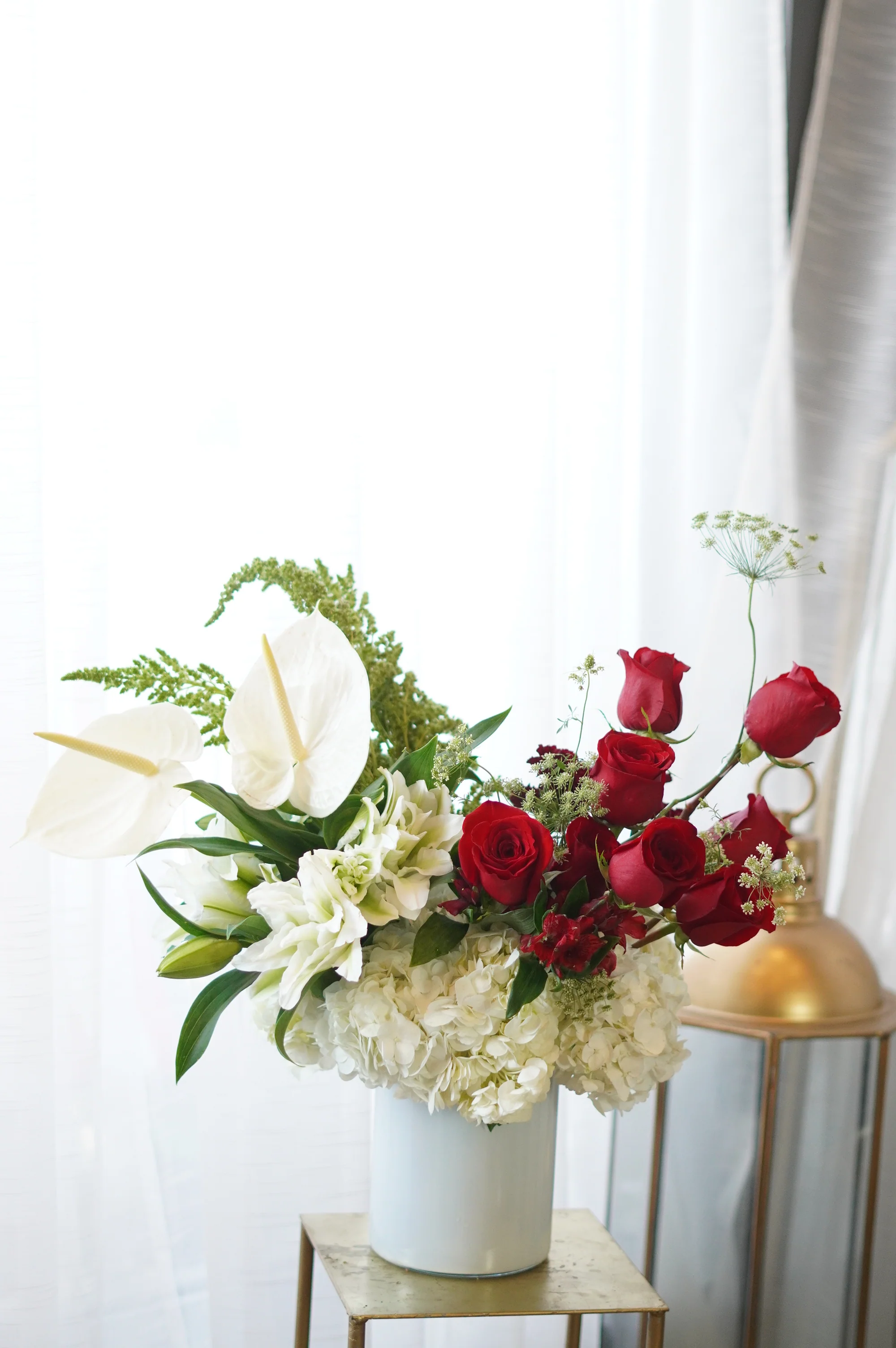 White & Red Sympathy Arrangement - Image 4