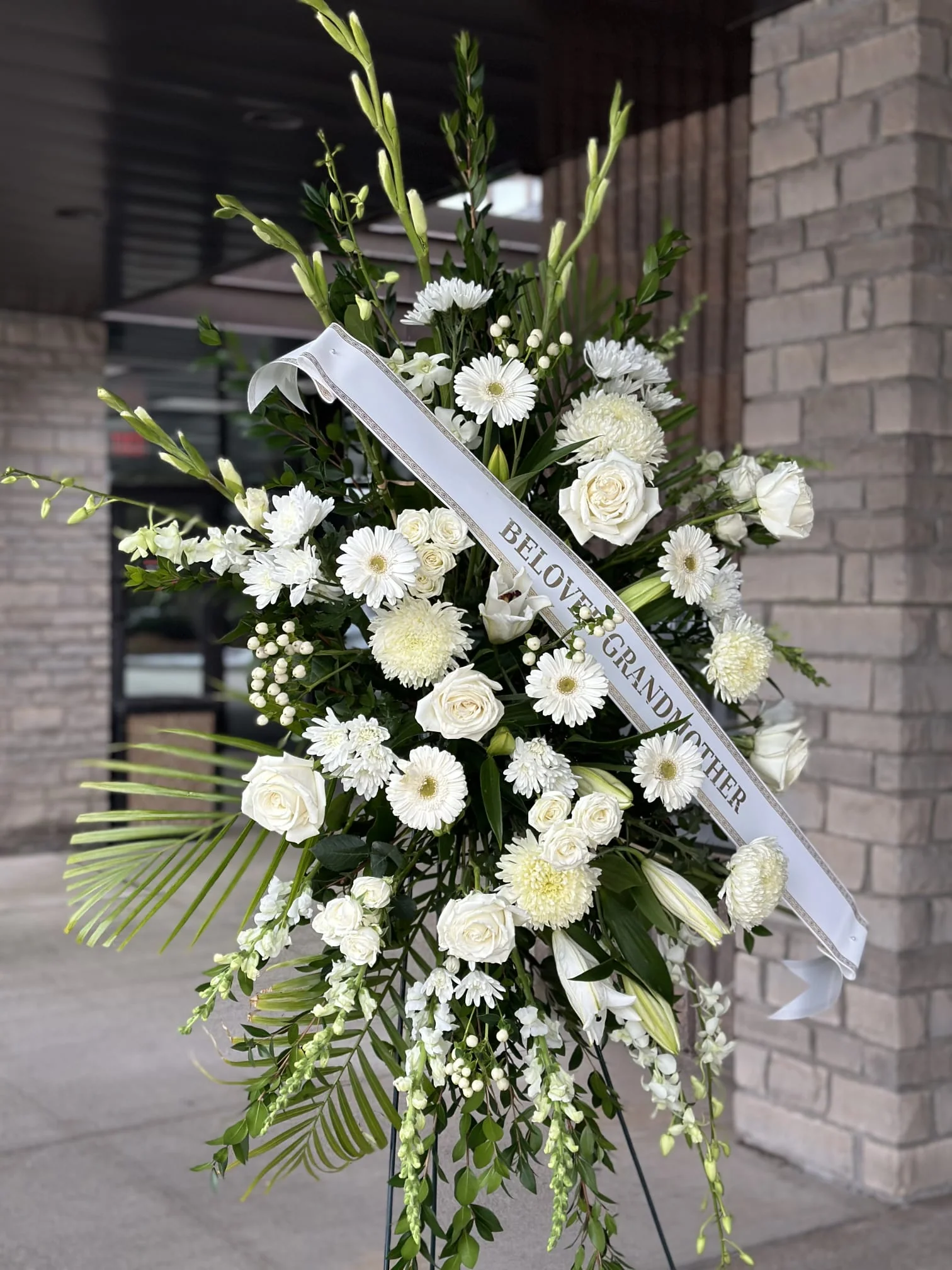 White Standing Funeral Spray